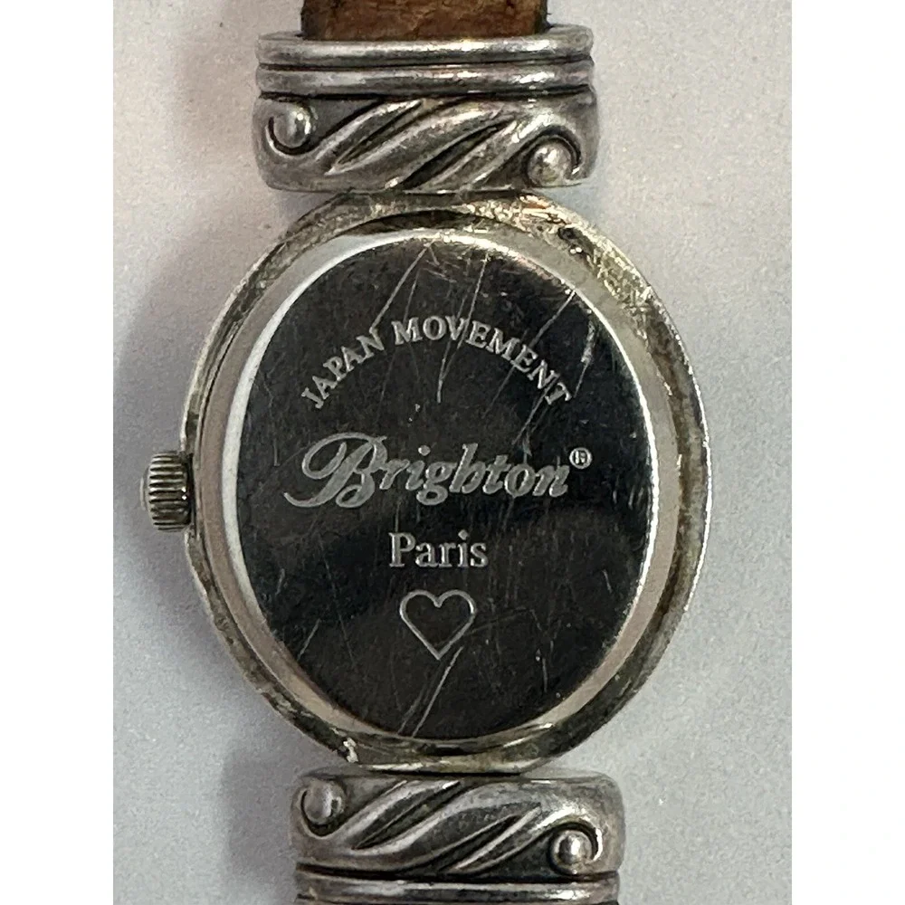 Brighton Paris Reversible Leather Band Watch Women Discolored Band New Battery Z